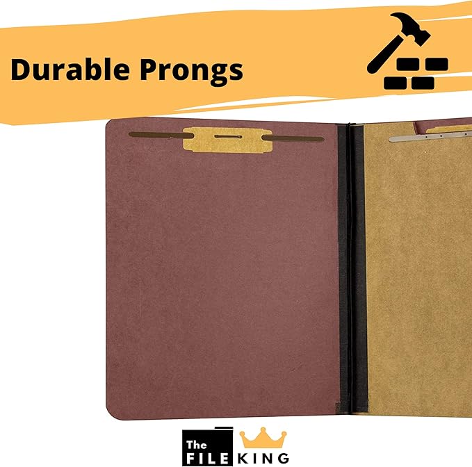 The File King Letter Size Carnelia Red File Folders with Prongs, 10 Pack, 8.5 x 11
