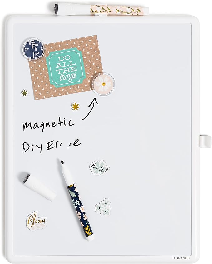 U Brands Contempo Magnetic Dry Erase Board White Board Kit, Set of 19, 11” x 14”, Fall Floral, Includes Magnets, Markers