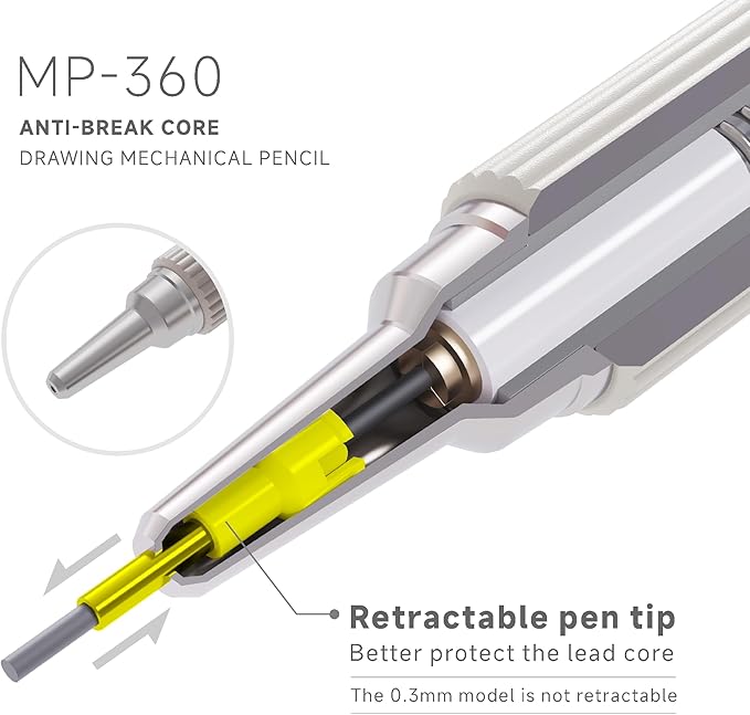 0.5mm Mechanical Pencil Set with Case, 4PCS Drafting Mechanical Pencils Kit – 4 Tubes 2B Lead Refills, 3 Erasers, Ideal Pencil Set for Writing & Drawing