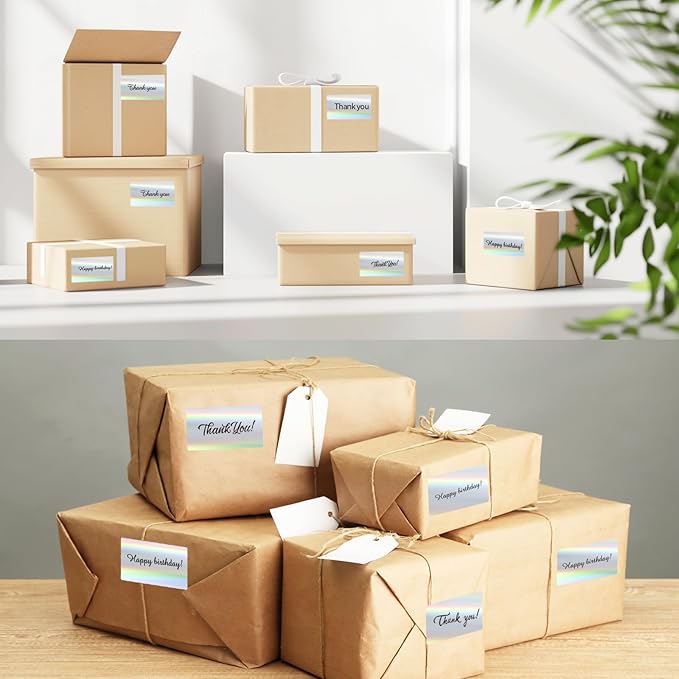 2.25"x1.25" Direct Thermal Labels, Holographic Thermal Printer Labels for Barcode, Self-Adhesive Address Shipping Thermal Label Stickers-1 Roll, 300 Labels, Holographic Silver