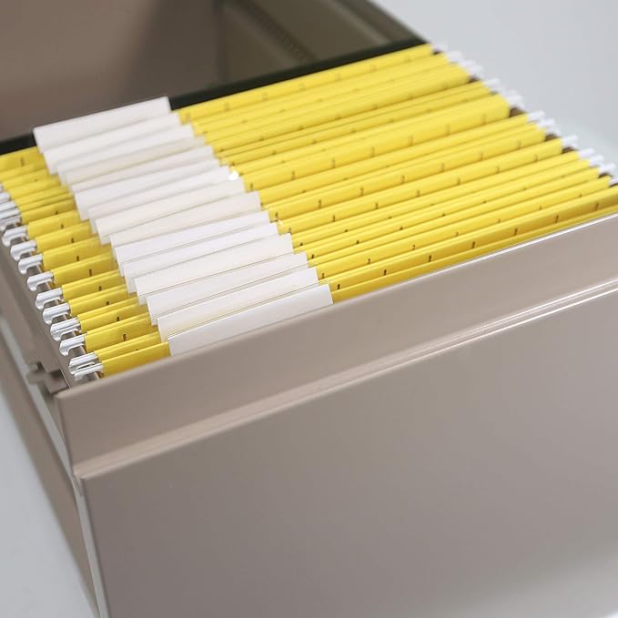 Smead Standard Hanging File Folders, 25 Count, Yellow, 1/5-Cut Adjustable Tabs, Letter Size (64069)