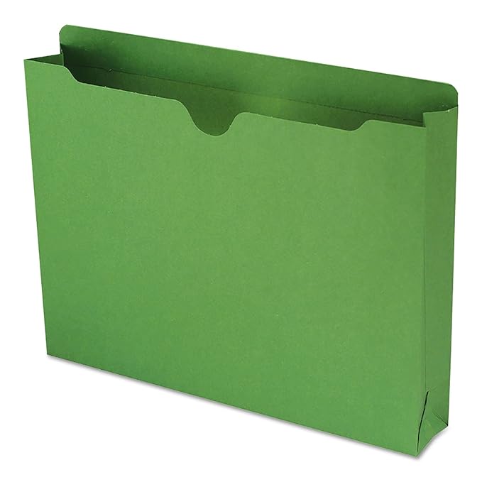 Smead File Jackets Letter Size for File Folders, Reinforced Straight-Cut Tab, 2" Expansion, Letter Size, Green, 50 Per Box (75563)