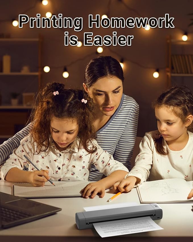 Phomemo Inkless Portable Printer for Travel - Wireless Thermal Printer Compatible with Phone & Laptop, Bluetooth Printers Supports 8.5" X 11" Letter Thermal Paper, Come with Carry Case