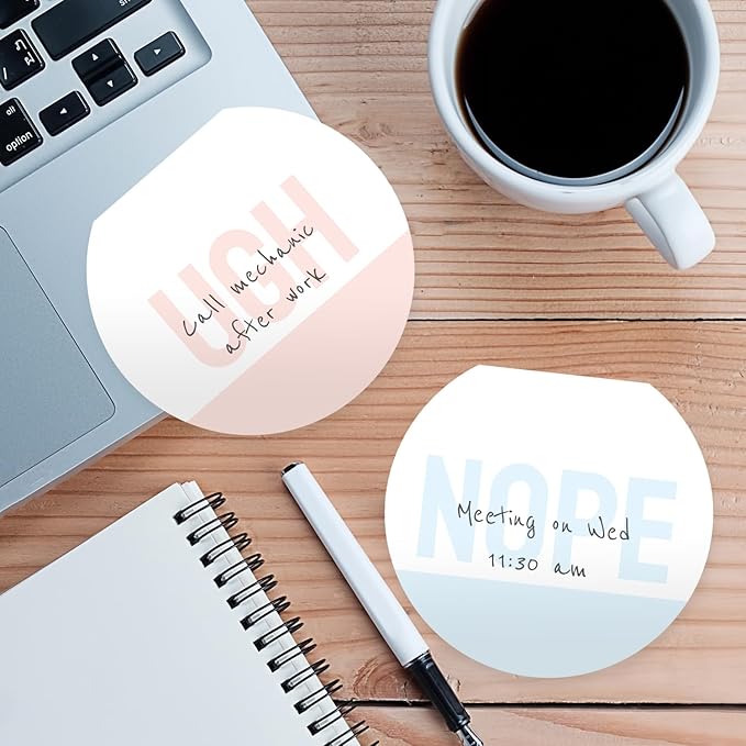 Snarky Sticky Note Pad Assortment/Set of 3 Round Flat Top Funny Planner Note Pads / 3.5" Pastel Sticky Notes / 50 Sheets Per Pad/Made in USA