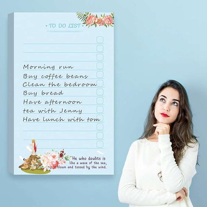 300 Sheets to Do List Notepad Daily Checklist Sticky Notes Cute Undated Memo Pad Color Block to Do Note Pad Weekly Plan Agenda and Organizer Planners for College(Bible Style,3.14 x 5.11 Inch)