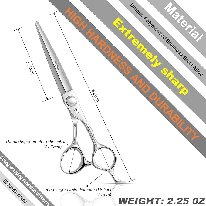 High-end Professional Extremely Very Sharp Barber Hair Cutting Scissors Hairdresser Shears For Hair 6.5 Inch Haircut Scissor Made Of Stainless Steel Alloy For Hairdressing Salon and Home Use