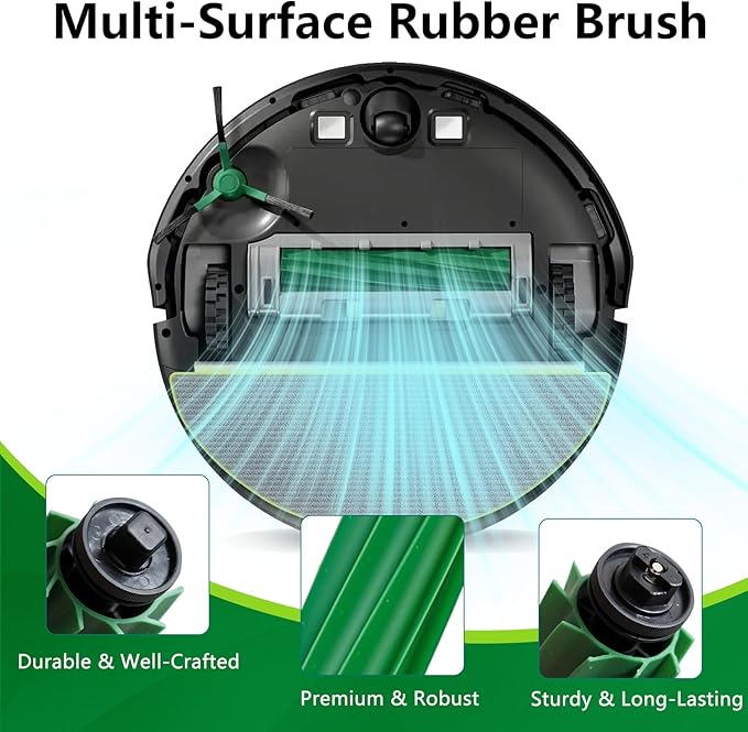 Replacement Parts for iRobot Roomba 205 DustCompactor Vac Robot Vacuum, Accessory Replenishment Kit with 1 Roller Brush, 3 HEPA Filters, 3 Side Brushes, 1 Cleaning Tool