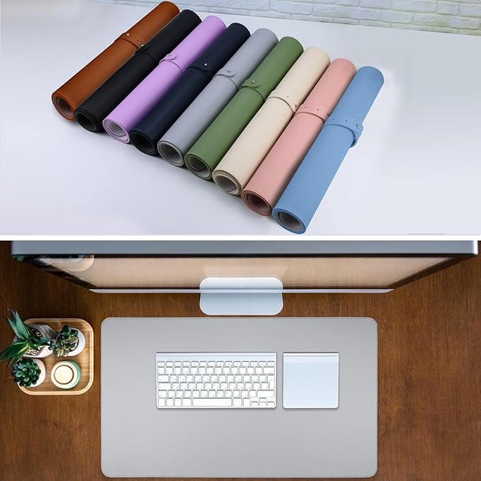 Keyboard Mat Desk Cover Mat Cute Desk Mat Pad Mat 35.4"x17" Laptop Mat for Desktop Computer Desk Pads on Top of Desks Non-Slip PU Leather Large Mouse Pad Office Desk Grey Office Accessories