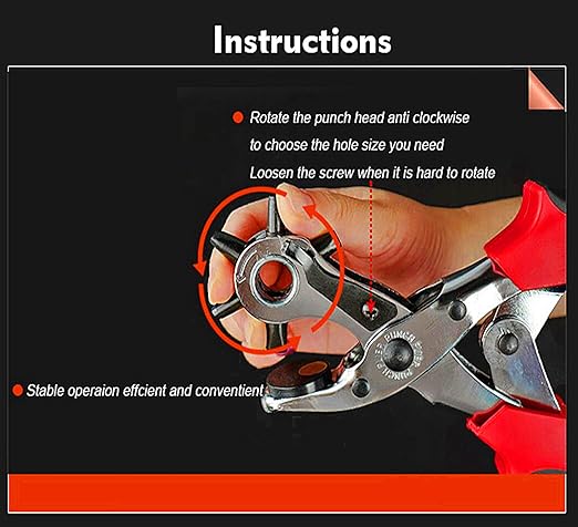 Belt Punch Pliers，Leather Hole Puncher Leather Punch Tool for Belts, Handbag Straps and More Precision Multi-Size Fabric/Leather Hole Puncher for Crafts/Easy DIY Belt Holes, etc.