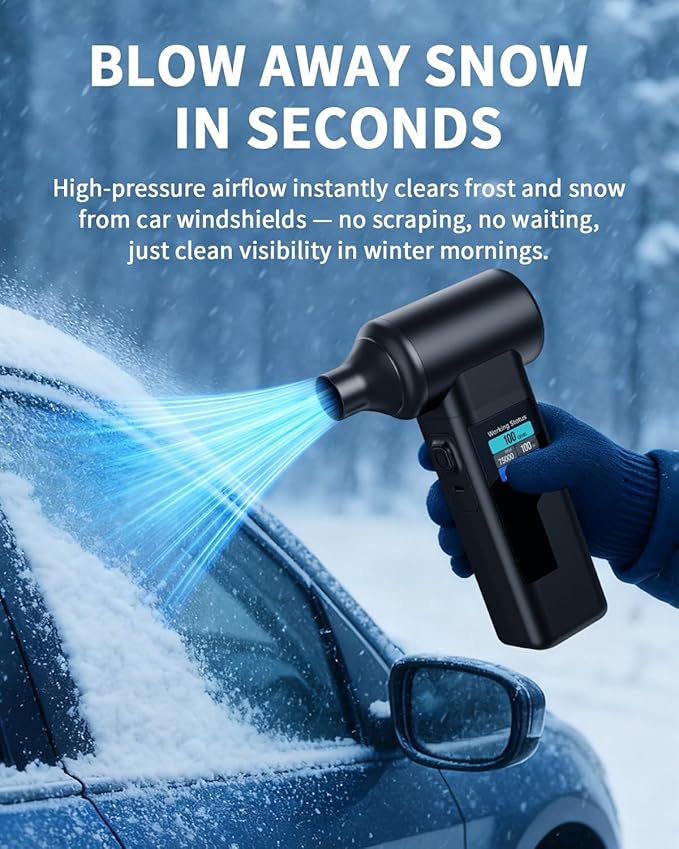 Instant Dust Removal – Electric Air Duster 130000 RPM, 40 mm Motor, 8000 mAh Battery & 30 W Fast Charge, TFT Screen, 300-Speed Control, Rechargeable Compressed Air Blower for PC & Electronics