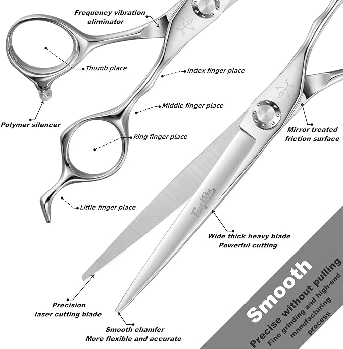 High-end Professional Extremely Very Sharp Barber Hair Cutting Scissors Hairdresser Shears For Hair 6.5 Inch Haircut Scissor Made Of Stainless Steel Alloy For Hairdressing Salon and Home Use