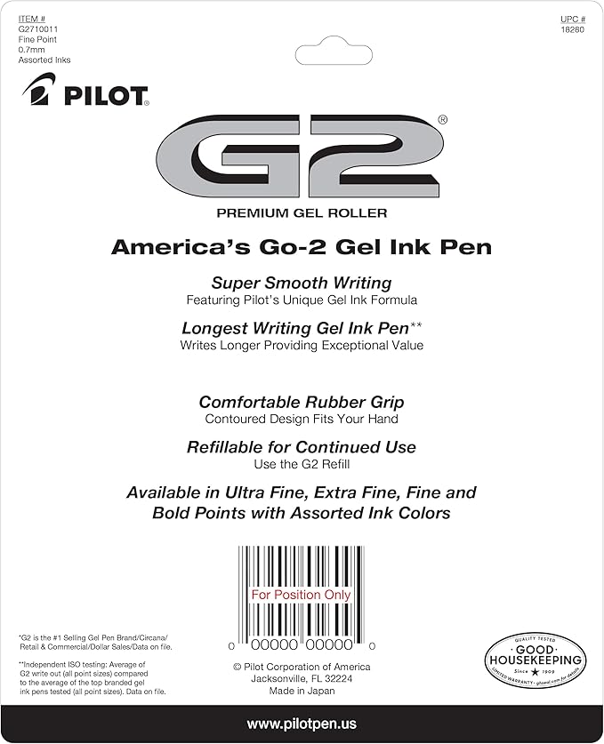 PILOT G2 Limited Edition Harmony Ink Collection Retractable Gel Pens, 0.7mm Fine Point, Gel Pen Set, Assorted Ink, G2 Gel Pen - Ideal for School, Journaling, and Office Writing