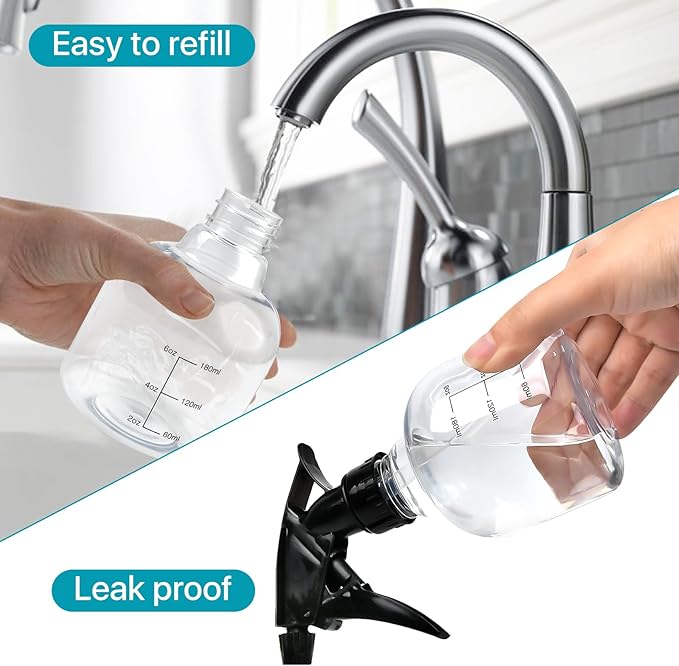 24 Pcs Small Spray Bottles 8 oz, Mini Spray Bottles Refillable with Adjustable Nozzle, for Cleaning Solutions, Hair, Plants, Kitchen, Bathroom & Home Use