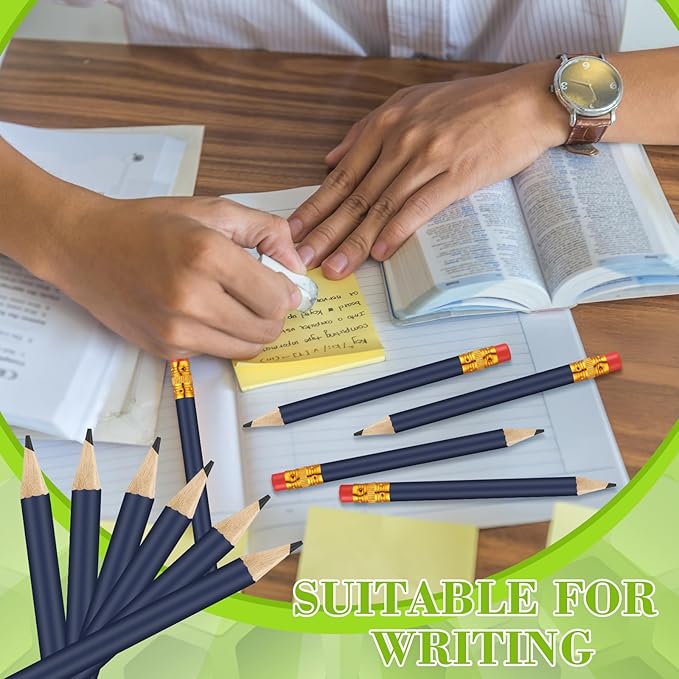 50 Pcs 4 Inch Mini Golf Pencils with Erasers Bulk Pack of Wooden Pencils for Parties Weddings School and Offices (Blue)