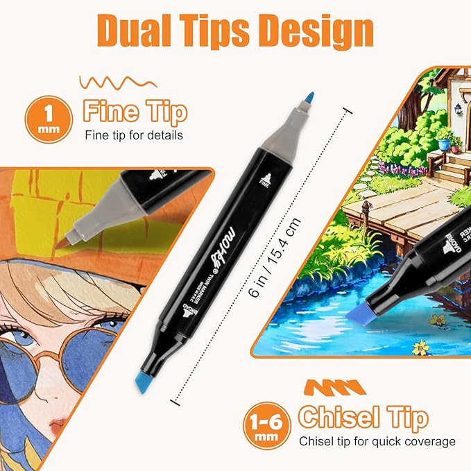 262 Colors Alcohol Markers with Free App, Chisel & Fine Tip Alcohol-Based Marker Set for Adults Kids, Dual Tip Artist Markers for Drawing, Coloring Illustration, Painting and Great Gift Idea