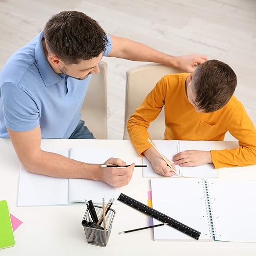 eBoot 2 Pieces Plastic Ruler Straight Ruler 12 Inch Black Plastic Rulers Measuring Tool for School, Home, or Office