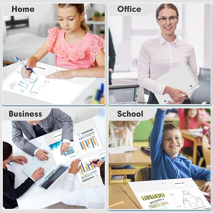 Two Pocket Portfolio Folders, PANDRI 60 Pack 3 Hole Punched 2 Pocket Folders for 3 Ring Binder, Letter Size Paper File Folder for School Office Home Business, White