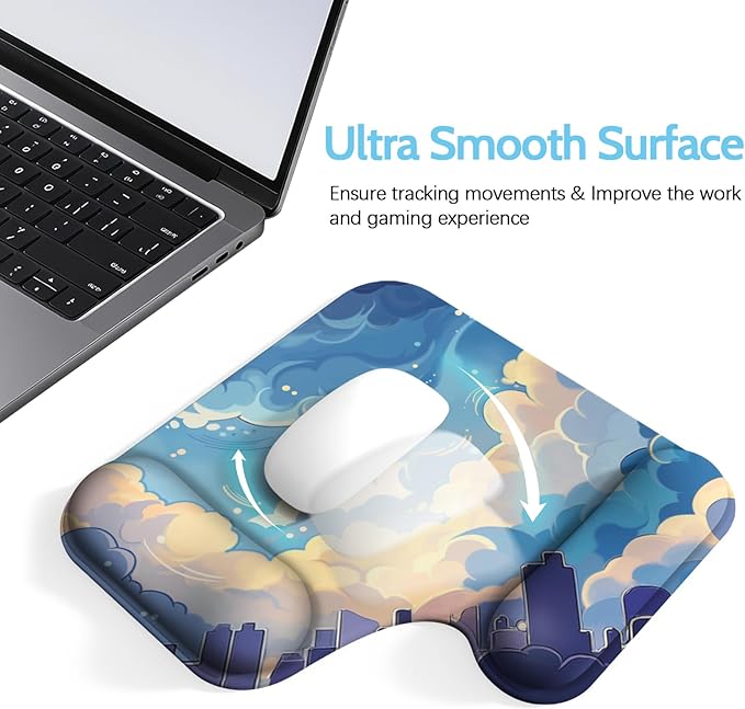 Ergonomic Mouse Pad with Gel Wrist Rest (1"& 1.2" Dual Height) - Mouse Pads Compact Mousepad Desk Mat Office, Gaming & Carpal Tunnel Relief | Non-Slip Rubber Base Blue Nebula