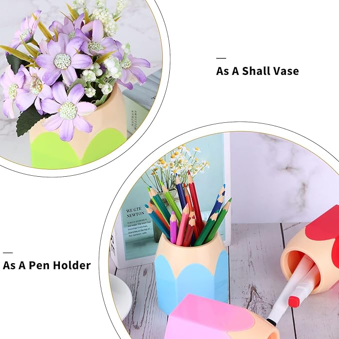 6pcs Pencil Shaped Pen Holders,Pencil Storage Organizer,Cute Desktop Pen Cup,Makeup Brush Container,Pencil Pot,Cartoon Stationery Rack,Creative Stationery Storage,for Office Home Decoration