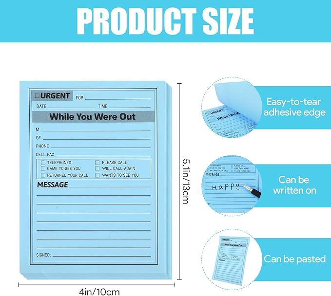 9 Set While You Were Out Message Pad, Colorful Phone Message Pads for Office Use, 4x5in Sticky Notes Urgent Self-Stick Memo Notepads for Desk Call Records, Neon Note Sheets for Workplace Communication