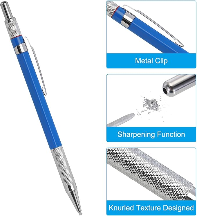 PATIKIL Mechanical Pencil with 12Pcs Multicolor Refills, Write Smoothly Portable Pencil with Built-in Sharpener for Drafting Painting Designing, Blue