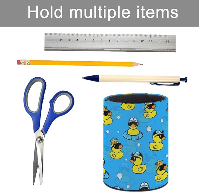 Cute Duck Pen Holder Pencil Organizer Cute Pencil Cup Desk Decor Makeup Brush Holder PU Multifunctional Office Suppliesfor Home Classroom School