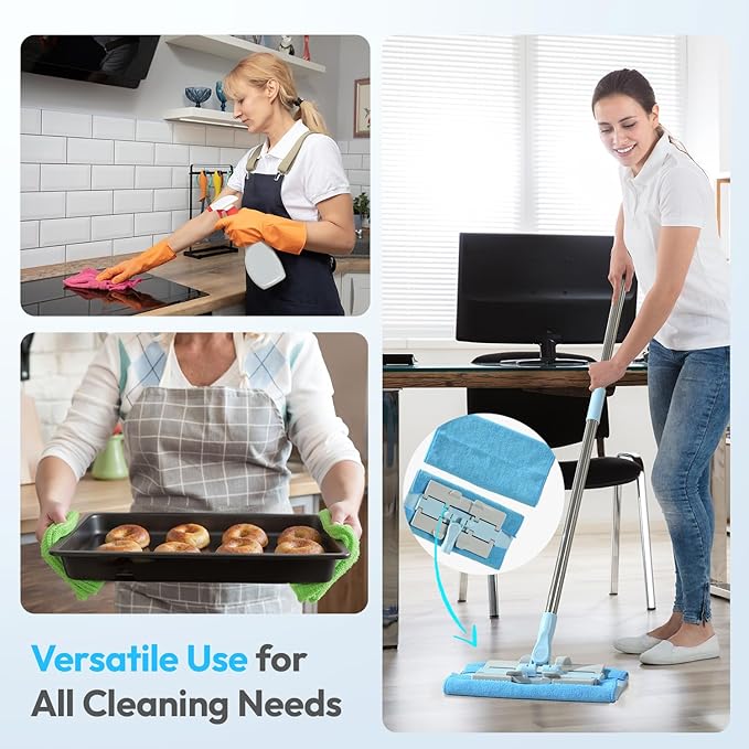Microfiber Cleaning Cloths 12”x12” 24Pack Lint Free Kitchen Cloths - Extra Thick, Streak-Free, Lint-Free, Fast Absorbent - Reusable Multi-Purpose Housekeeping Rags for Cars, Dishes, Floors, Tiles