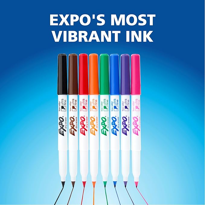EXPO Low Odor Dry-Erase Marker Set Ultra Fine Tip Assorted Colors 5 Count