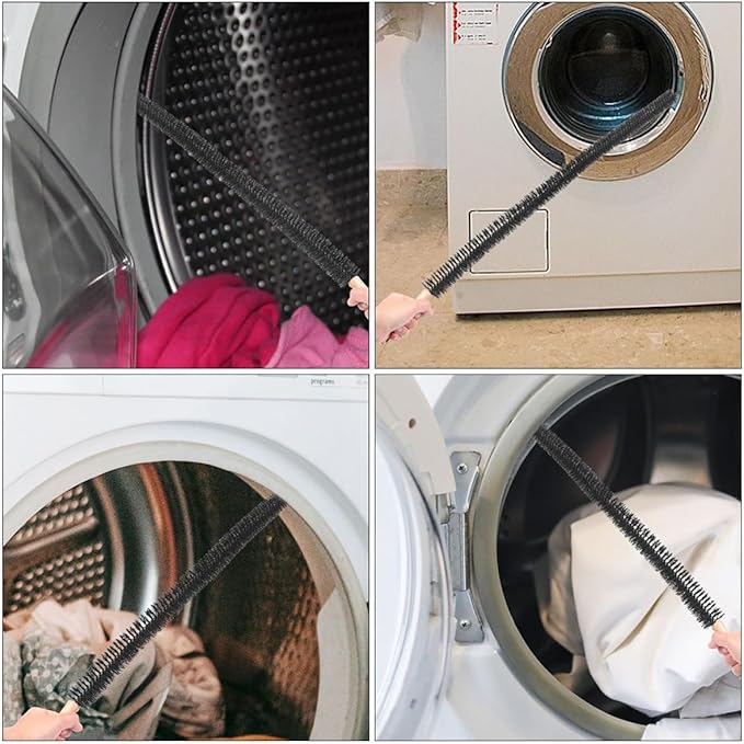 FOMIYES Washing Machine Cleaning Brush and Flexible Dryer Vent Pipe Cleaner Brush Set Long Handle Multi-Purpose Small for Drains and Dryer Vents 2 Pieces