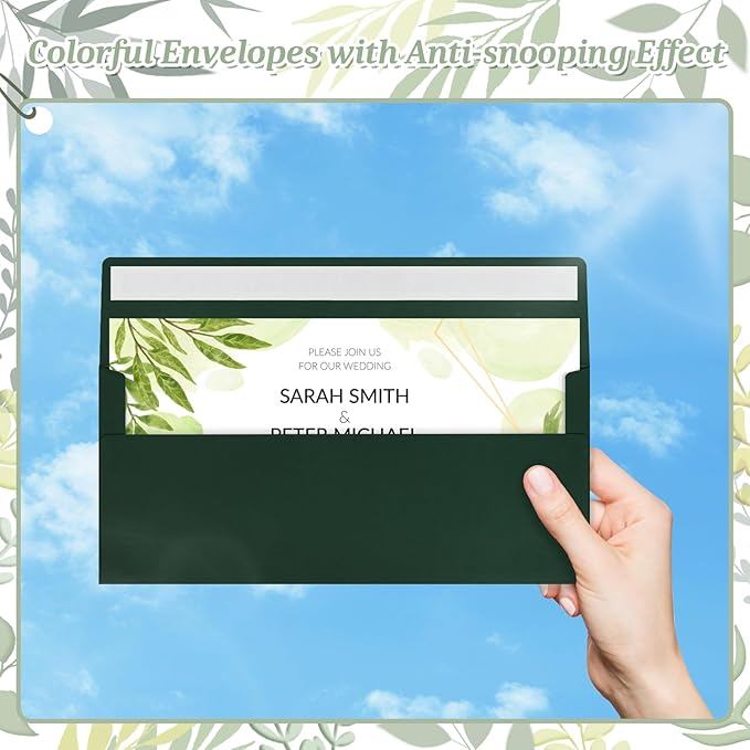 Mulbozy 50 Pcs Dark Green #10 Business Envelopes, Self Seal Standard Envelopes, Windowless Business Mailing Envelopes for Office Checks Letters Invoices Statements Wedding, Size 4-1/8 x 9-1/2 inch