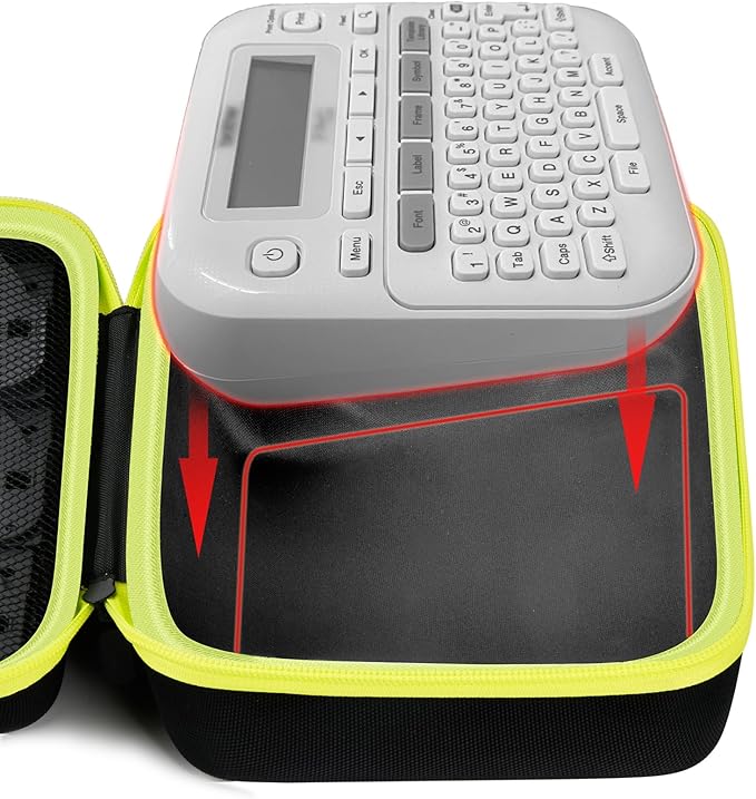 Case Compatible with Brother P-Touch PTD220 D210 Home/Office Everyday Label Maker, Storage Holder Carrying Organizer for Label Tapes, AC Adapter, Charging Cables (Box Only) - Black