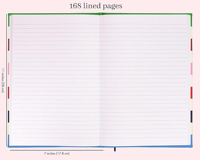 kate spade new york Take Note XL Vegan Leather Notebook, Bound Journal Notebook Includes 168 Lined Pages, Adventure Stripe