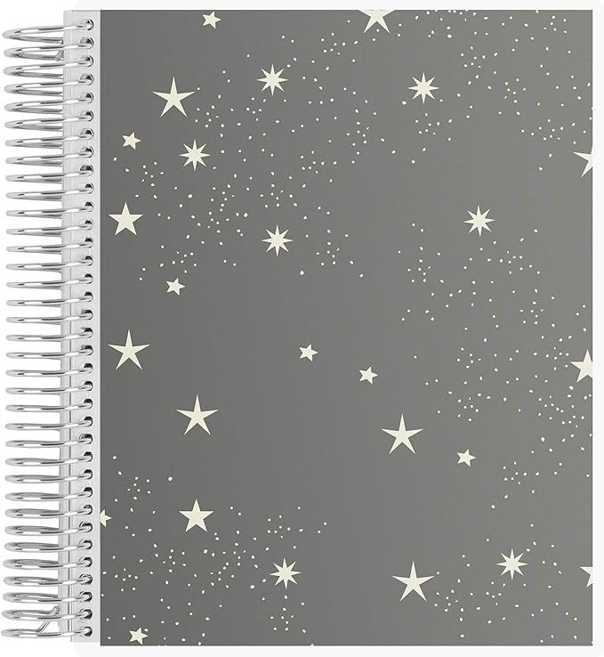 Erin Condren 7" X 9" Spiral Bound College Ruled Notebook - Starry Sky, 160 Lined Page Note Taking & Writing Notebook, 80Lb Thick Paper, Stickers Included