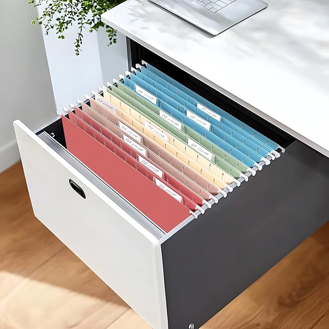 SUNEE Hanging File Folders, 50 Pack Letter Size Hanging File Folders with 1/5-cut Tabs, Stay Organized for Your Home and Office Bulk File, Documents and Paper,5 Retro Colors