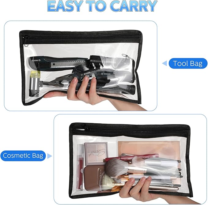 Outus 8 Pcs Clear Zipper Pouches Pencil Pouches PVC Makeup Pouch Envelopes Folder Storage Multi Purpose Pouch Document File Organization Bags, Office Supplies (Black Edging,11.5 x 7 Inches)