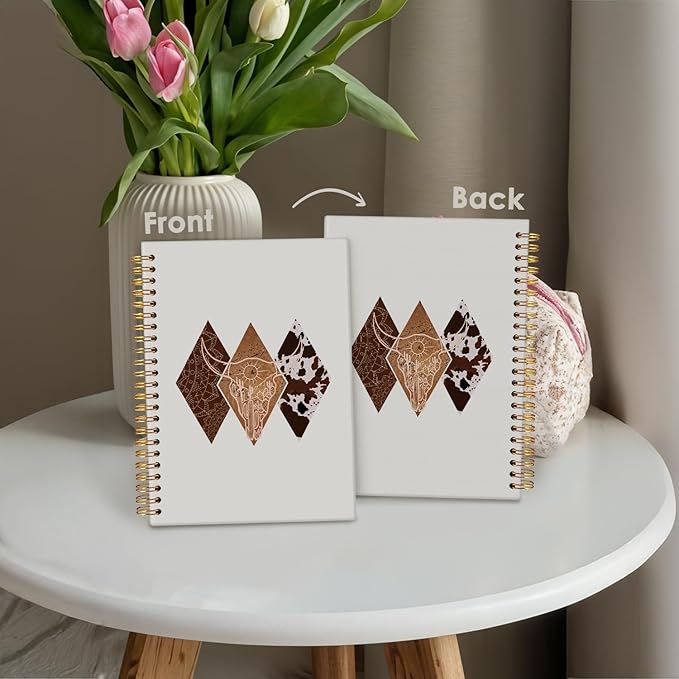 Cowgirl Notebook Journals, Western Office Supplies, Western Gifts for Women, Retro Western Cow Cowgirl Gifts, Hardcover Spiral Notebook 5.5x8.3
