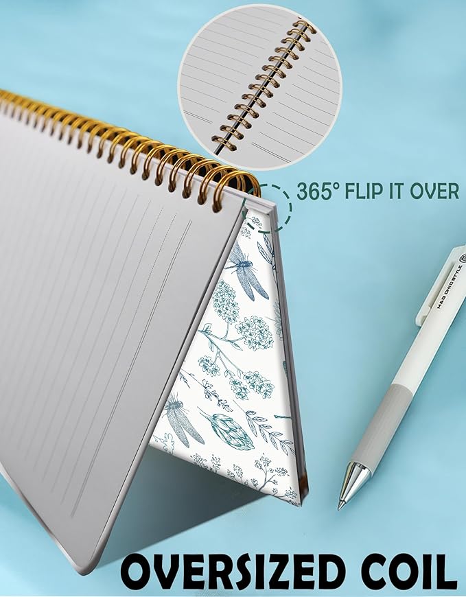 Spiral Journal Notebook for Women,A5 College Ruled Notebooks 6"x 8.4", 120 Pages Lined Journal with Premium Thick Paper,Perfect for School Office Home Gifts(Dragonfly)