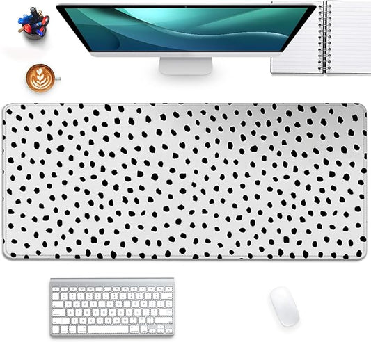 Boho Extended Desk Pad Mouse Pad,Large Polka Dot Mouse Mat with Stitched Edges,Non-Slip Rubber Base Mousepad for Office Computer Keyboard Laptop Home(27.5X11.8 in)