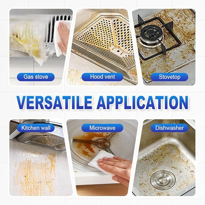 All-Purpose Household Cleaners Set with Spone & Cleaning Cloth, Strong Power Multi-Purpose Cleaning Paste for Removeing Oil Stains, Effective Cooktop Cleaner for Kitchen Utensils Polishing