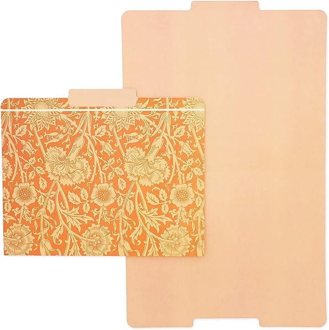 The Gifted Stationary 12 Pack William Morris Floral File Folders, Decorative 1/3 Cut Tab, Letter-Size Holders for Home Office in 6 Patterned Designs - Decorative File Folders - Office Supplies