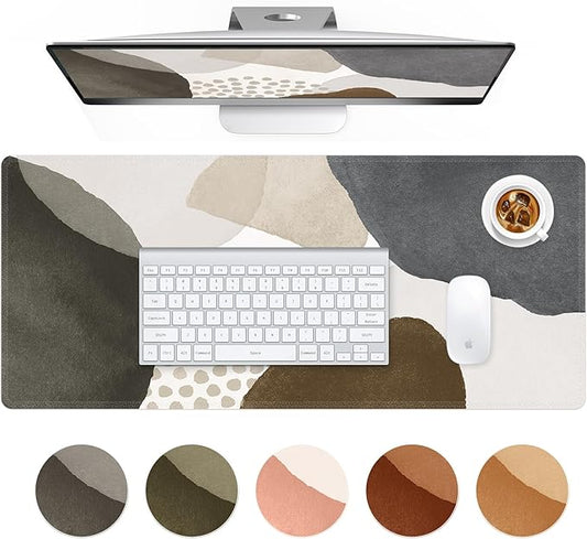 HAOCOO Desk Mat, Computer Desk Pad, Large Mouse Pad for Desk, XXL Gaming Mousepad for Desktop with Non-Slip Base, Waterproof Laptop Keyboard Mat for Home Office, Gray Boho