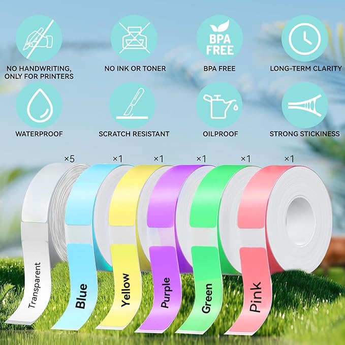 eebbl Label Maker Tape Refill 15mm 0.47 Standard Laminated Thermal Label Tape Replacement 0.59"×1.57"(15×40mm), 1650 Labels/10Rolls/Pack, High Definition Labeling Tape for Home Office School Hotel