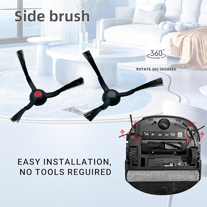 Replacement Parts Kit Compatible With Eufy Omni E25 / E28, Vacuum Cleaner Accessories Includes:2 Mop Roller Brush,1 Set Main Brush,6-Side Brush,4-Filter,6-Disposal Dust Bags
