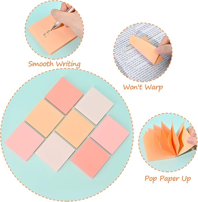 BAYTORY 640 Sheets Pop Paper Up Sticky Notes, 3 x 3 Inches, Self-Sticky Note Pads, Pink Gradient Sticky Pads, Memo Pads for School Office Home Desk Accessories (Pink Series)