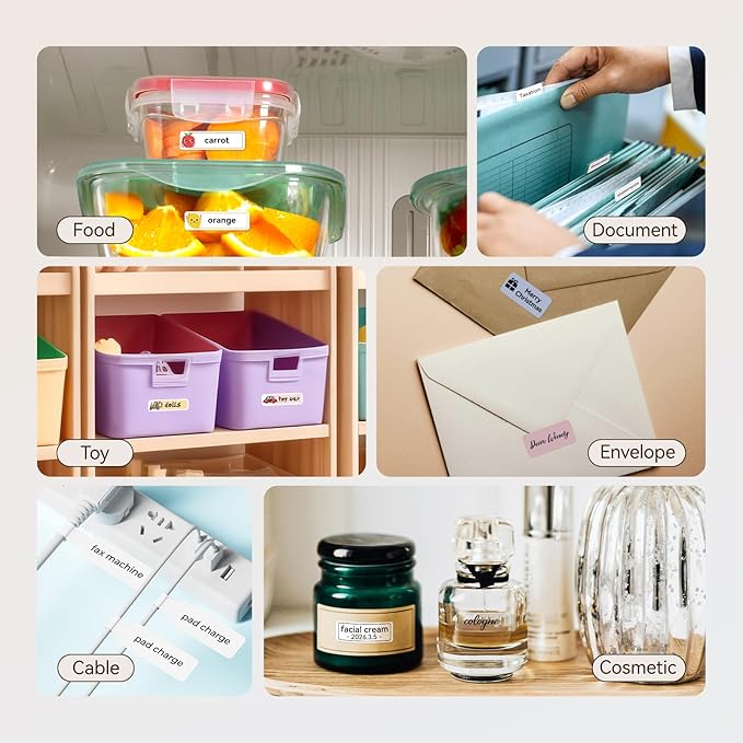 NIIMBOT Label Maker Machine with Tape, D110 New Version Mini Portable Bluetooth Thermal Printer, Sticker Maker Label Maker for Home Office Organization School, Light Gray