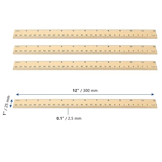 MANCHAP 144 PCS 12 Inch Wooden Rulers, Double Sided Pine Wood School Ruler, Wood Measuring Ruler for Home, and Office, 2 Scales (12 Inch and 30 CM)