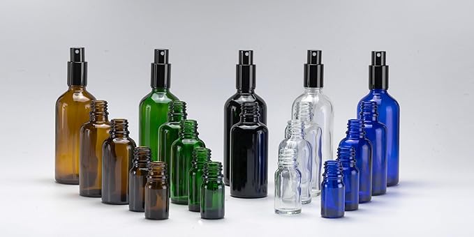 YIZHAO Clear Glass Spray Bottles 2oz, with Small Fine Mist Spray, Metal Cap, Refillable for Essential Oil,Travel,Cleaning,Perfume,Aromatherapy,Makeup – 6 Pcs