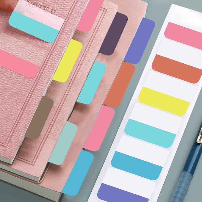 240Pcs Colored Index Tab 1.8"x1" Large Book Sticky Tabs 12 Colors Repositionable Page Tabs Flags Page Markers Labels for Notebooks, Filing, Classification