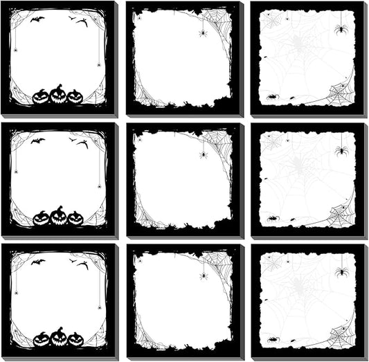 Halloween Sticky Note Halloween Note Pads with Spider Pumpkin Bat, Work Study Notes, 450 Pieces of Halloween Self Adhesive Removable Notes 3 Styles, 9 Books Total, 50 Sheets Each (Spider)