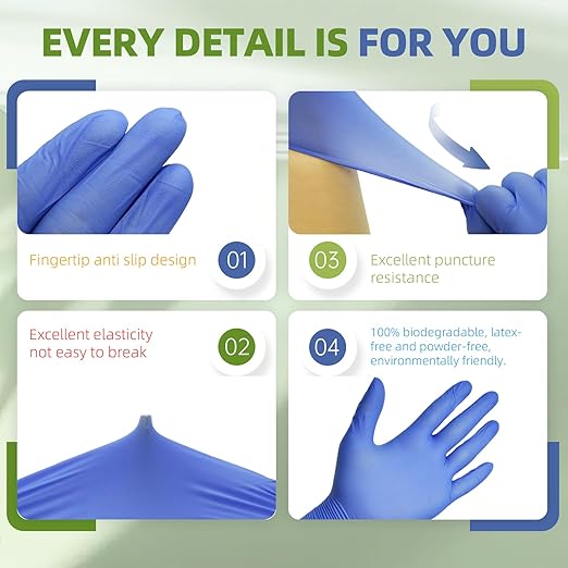 Jointown Biodegradable Nitrile Exam Gloves, Disposable Medical Surgical Gloves, Violet Blue Nitrile Glove, Latex Free, Food Safe, 2000 Count, Small